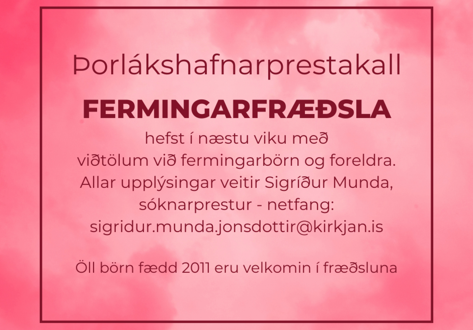 Fermingarfræðsla vetrarins