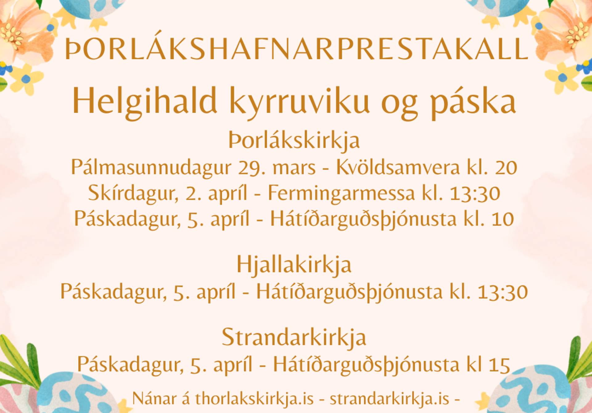 Helgihald í kyrruviku og á páskum